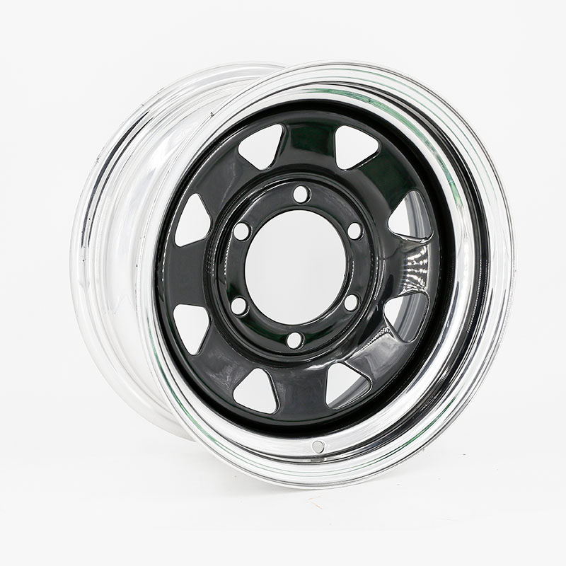 CENTER CHROME RIM BLACK 8 SPOKE WHEEL 